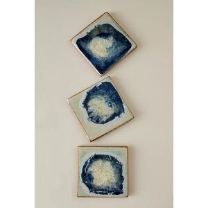 Anthropologie Molten Rock Coasters Navy Blue Set of 4 NEW